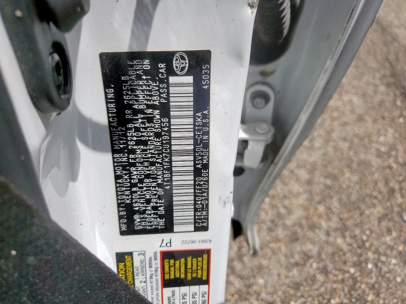 2012 TOYOTA CAMRY BASE - 4T1BF1FK7CU197456