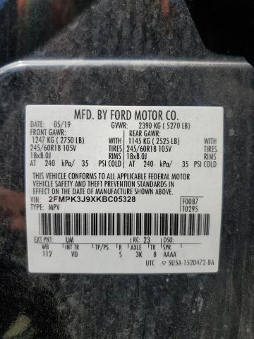 2019 FORD EDGE SEL 2FMPK3J9XKBC05328