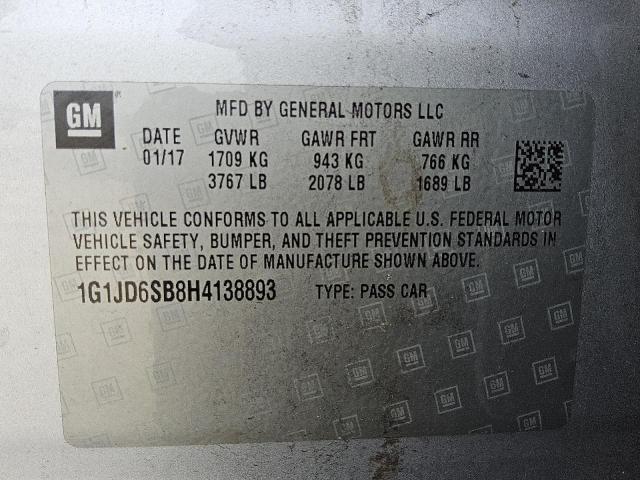 2017 CHEVROLET SONIC LT 1G1JD6SB8H4138893
