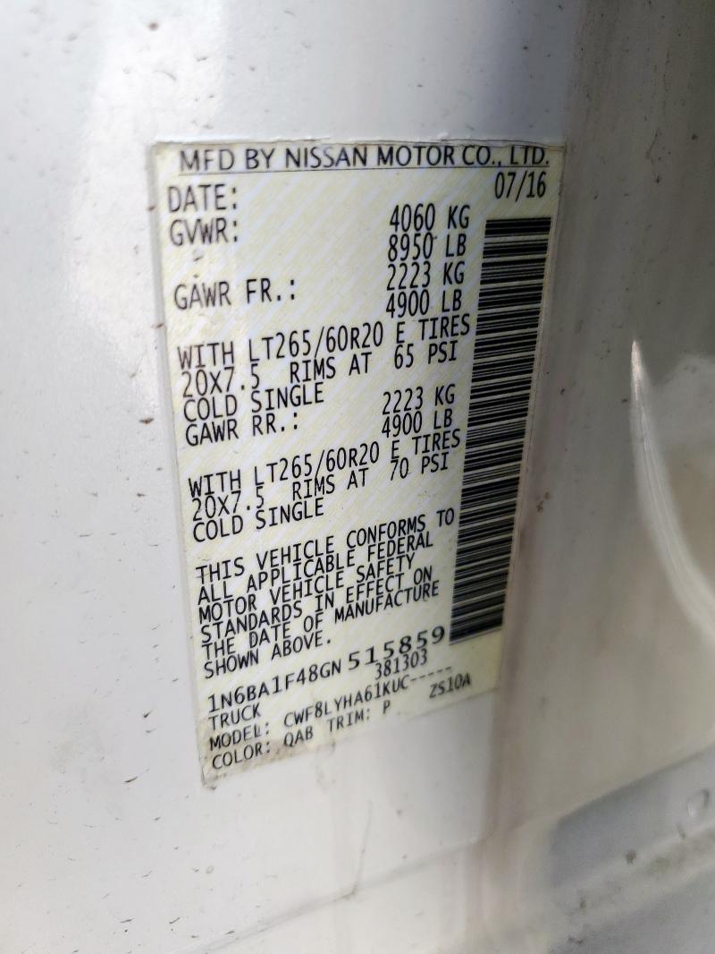 2016 NISSAN TITAN XD S 1N6BA1F48GN515859