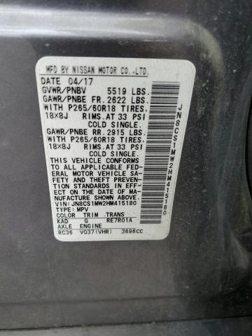 2017 INFINITI QX70 JN8CS1MW2HM415180