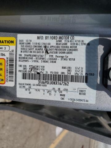 2019 FORD FUSION SE - 3FA6P0LU0KR167262