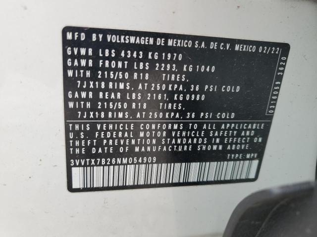 2022 VOLKSWAGEN TAOS SE 3VVTX7B26NM054909