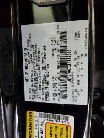 2020 FORD FUSION S 3FA6P0G7XLR112615
