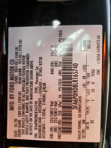 2020 FORD FUSION SE - 3FA6P0HD8LR165740