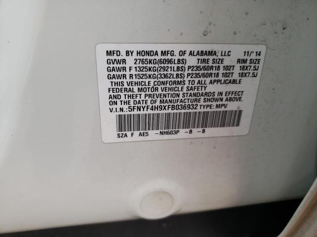 2015 HONDA PILOT TOUR 5FNYF4H9XFB036932