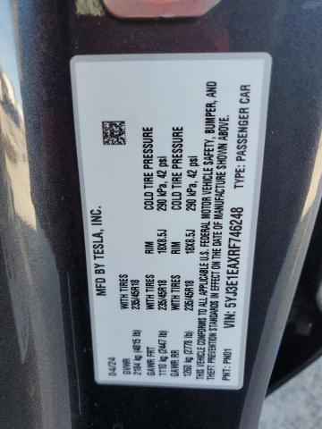 2024 TESLA MODEL 3 5YJ3E1EAXRF746248