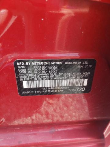 2019 MITSUBISHI MIRAGE SE ML32A4HJXKH004669