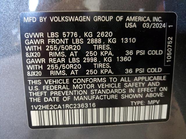 2024 VOLKSWAGEN ATLAS CROSS SPORT SE 1V2HE2CA1RC236316