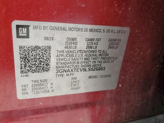 2020 CHEVROLET EQUINOX LT 3GNAXTEV5LS526893