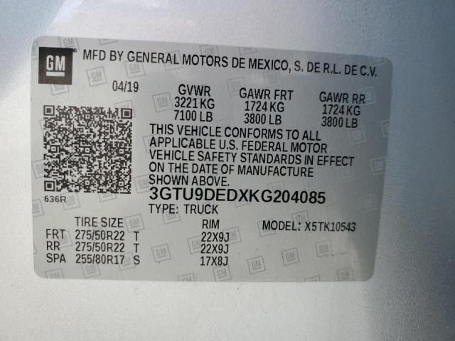 2019 GMC SIERRA K15 3GTU9DEDXKG204085