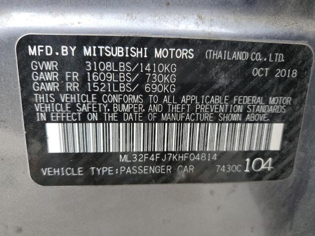 2019 MITSUBISHI MIRAGE G4 ML32F4FJ7KHF04814
