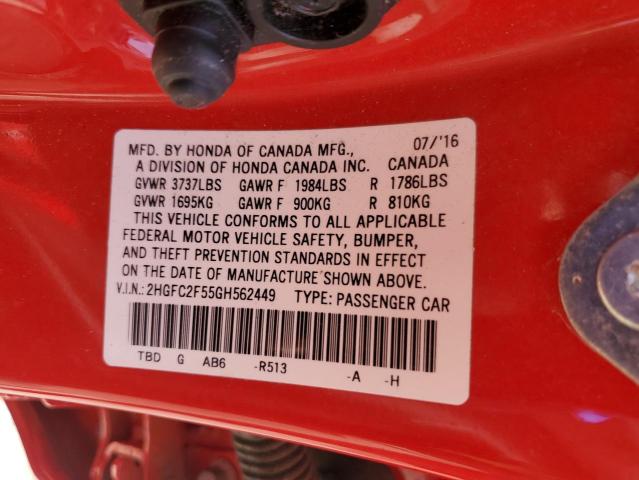 2016 HONDA CIVIC LX - 2HGFC2F55GH562449