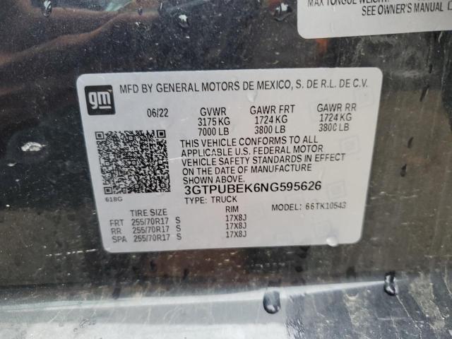 2022 GMC SIERRA K15 - 3GTPUBEK6NG595626