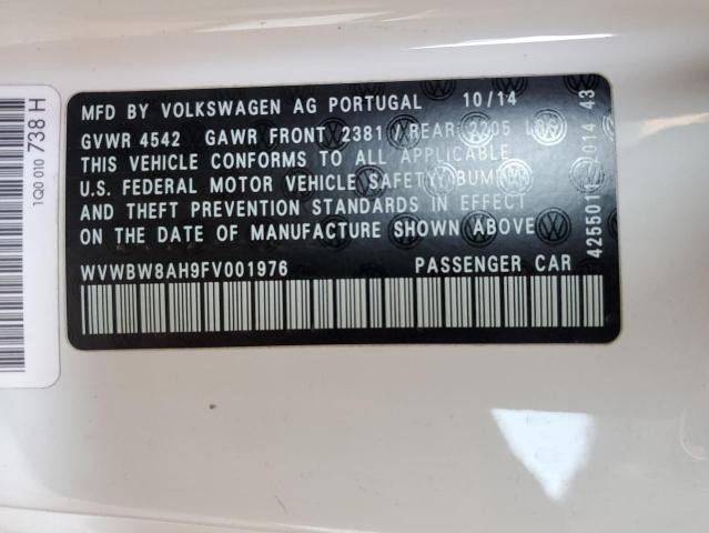 2015 VOLKSWAGEN EOS KOMFOR WVWBW8AH9FV001976