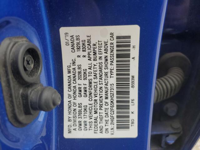 2019 HONDA CIVIC LX - 2HGFC2F65KH527315