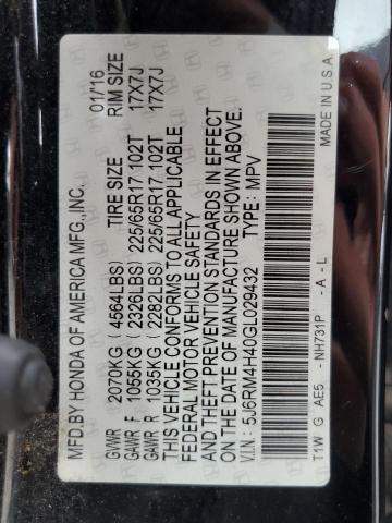 2016 HONDA CR-V SE 5J6RM4H40GL029432