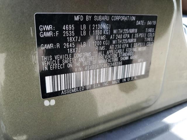 2019 SUBARU OUTBACK TO 4S4BSATC4K3348296