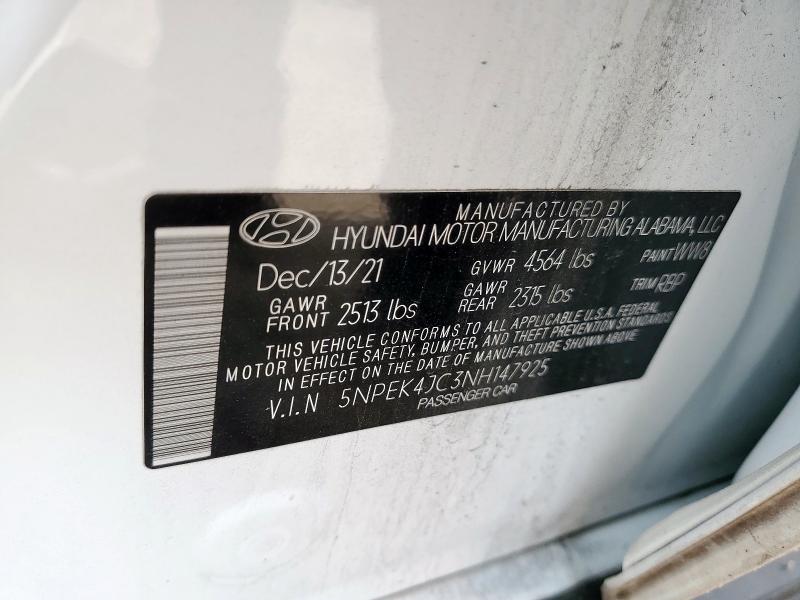 2022 HYUNDAI SONATA N L 5NPEK4JC3NH147925
