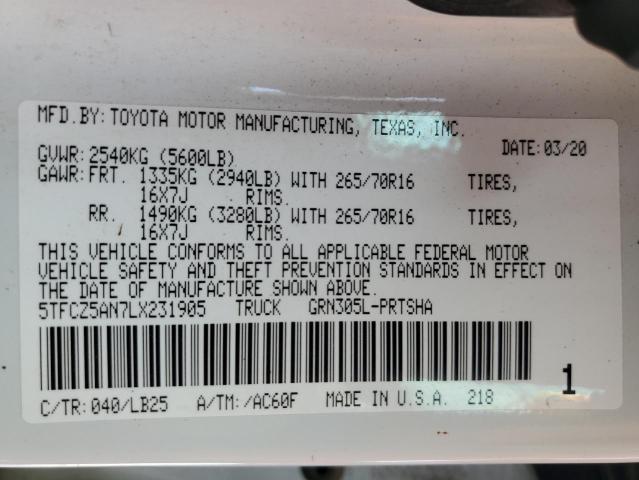 5TFCZ5AN7LX231905 Toyota Tacoma Double Cab 2020