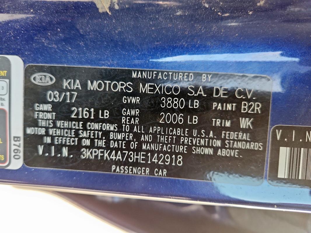 2017 KIA FORTE LX 3KPFK4A73HE142918