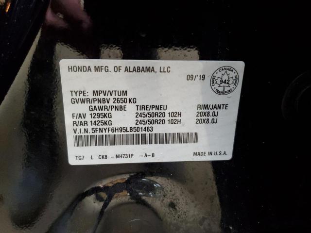 2020 HONDA PILOT TOUR 5FNYF6H95LB501463