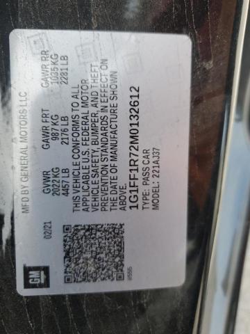 2021 CHEVROLET CAMARO LZ 1G1FF1R72M0132612