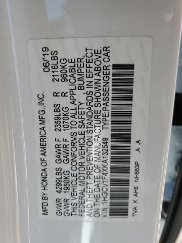 2019 HONDA ACCORD EX 1HGCV1F4XKA132549