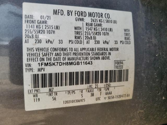 2021 FORD EXPLORER X - 1FMSK7DH8MGB11643