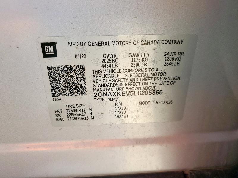 2020 CHEVROLET EQUINOX LT 2GNAXKEV5L6205865