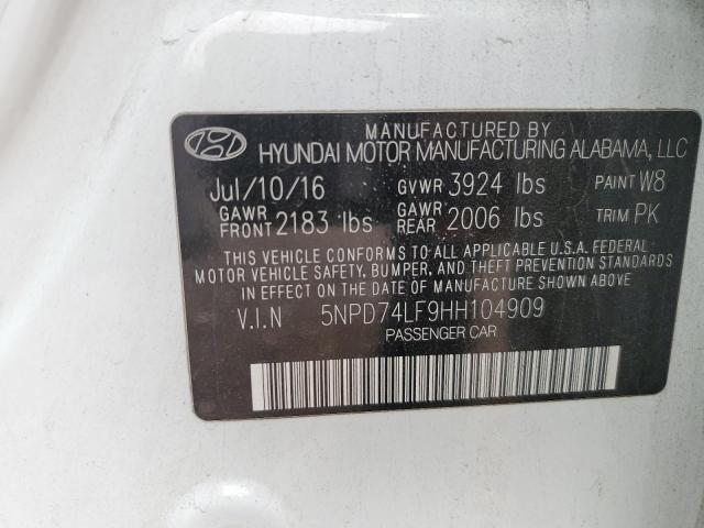 2017 HYUNDAI ELANTRA SE - 5NPD74LF9HH104909