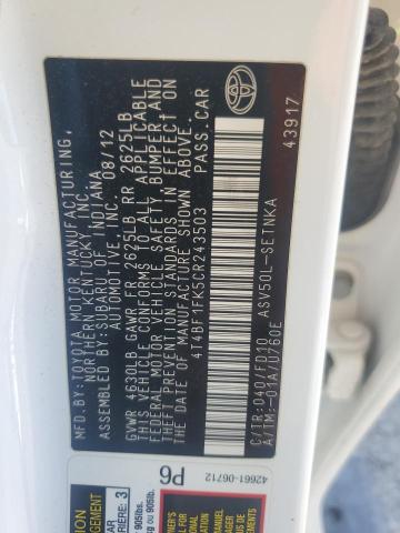 2012 TOYOTA CAMRY BASE - 4T4BF1FK5CR243503