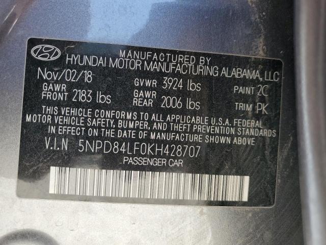 2019 HYUNDAI ELANTRA SE 5NPD84LF0KH428707