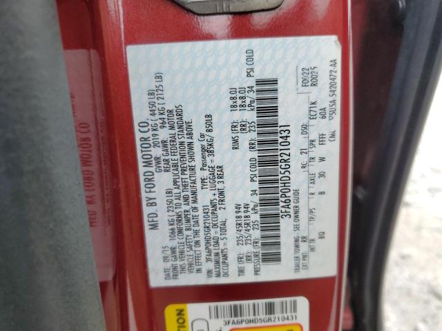 2016 FORD FUSION SE 3FA6P0HD5GR210431