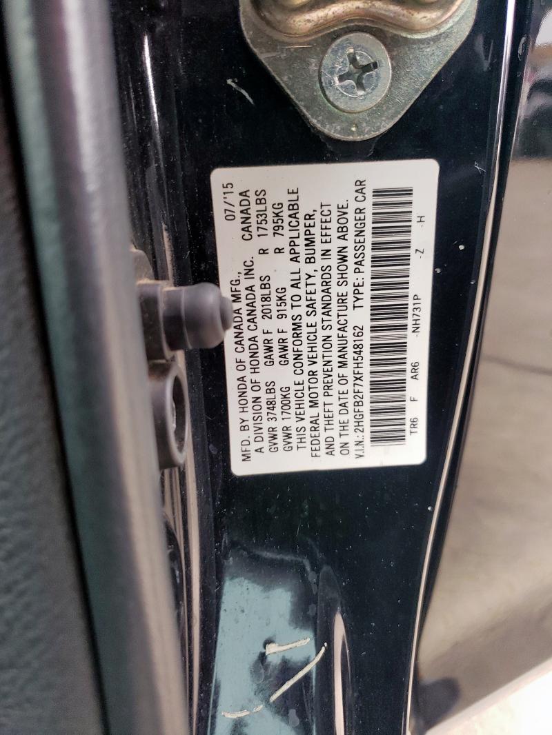 2015 HONDA CIVIC SE 2HGFB2F7XFH548162