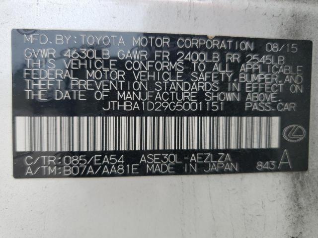 2016 LEXUS IS 200T JTHBA1D29G5001151