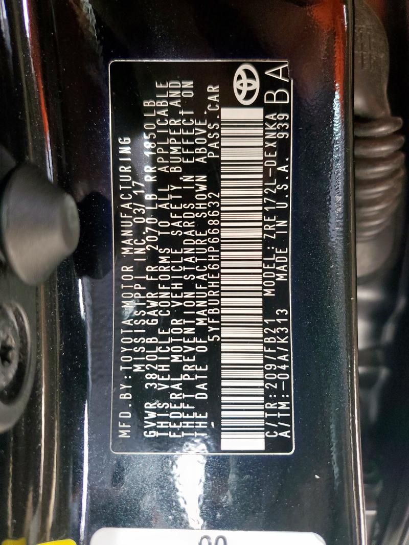 2017 TOYOTA COROLLA L - 5YFBURHE6HP668632