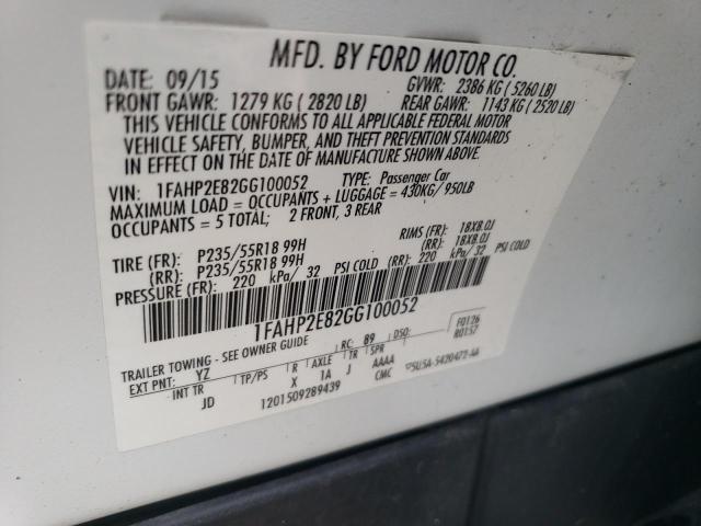 2016 FORD TAURUS SEL 1FAHP2E82GG100052