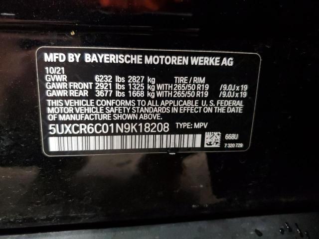 2022 BMW X5 XDRIVE4 5UXCR6C01N9K18208