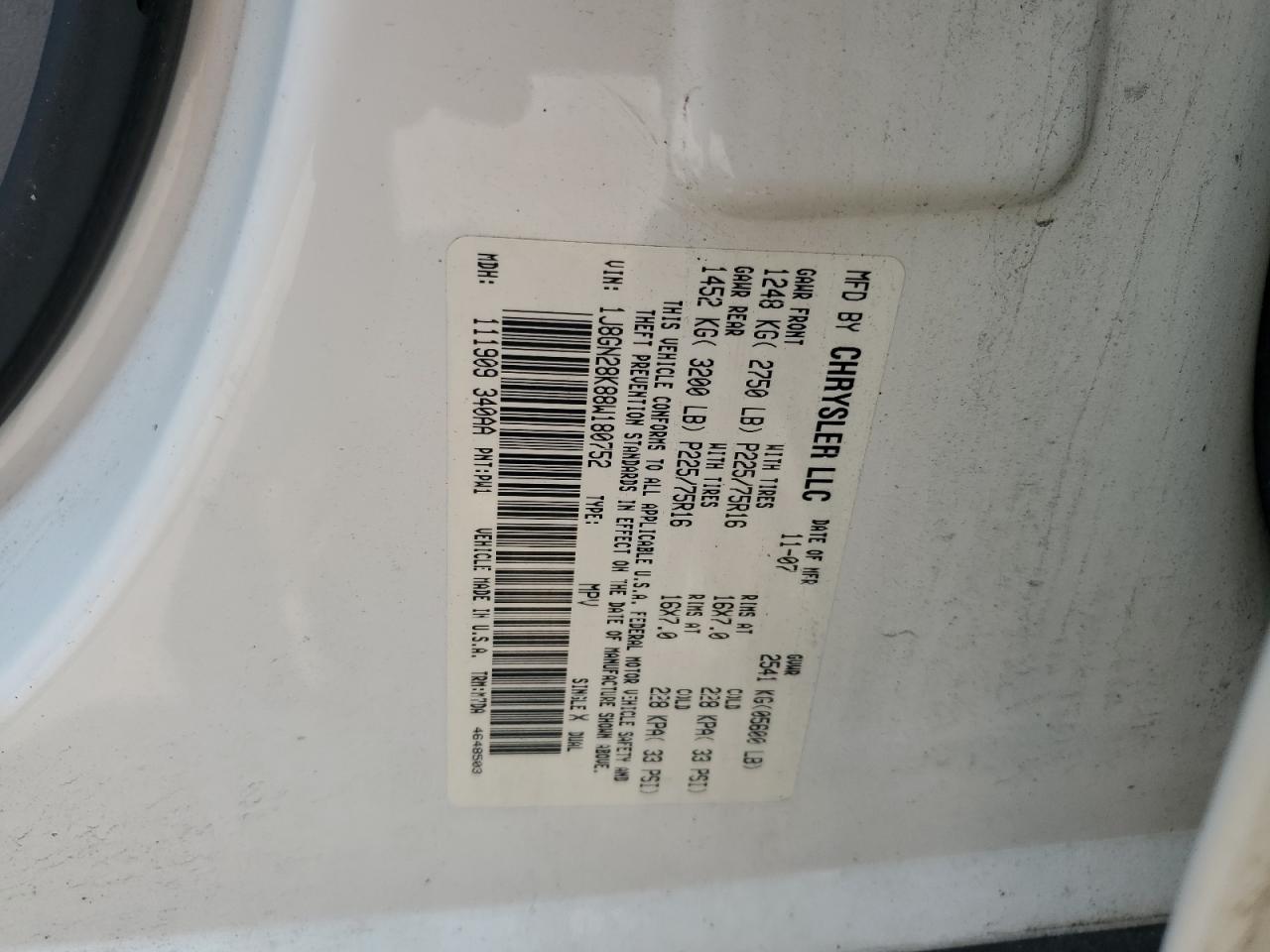 Lot #3281659390 2008 JEEP LIBERTY SP