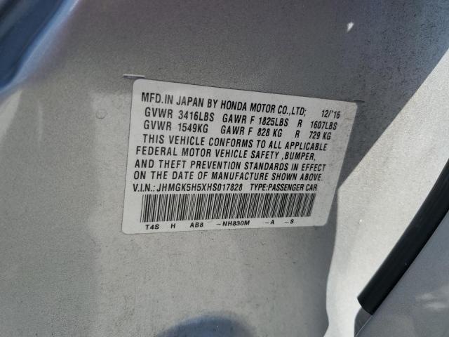 2017 HONDA FIT LX JHMGK5H5XHS017828