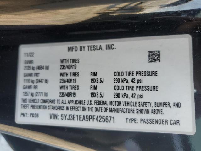 2023 TESLA MODEL 3 5YJ3E1EA9PF425671