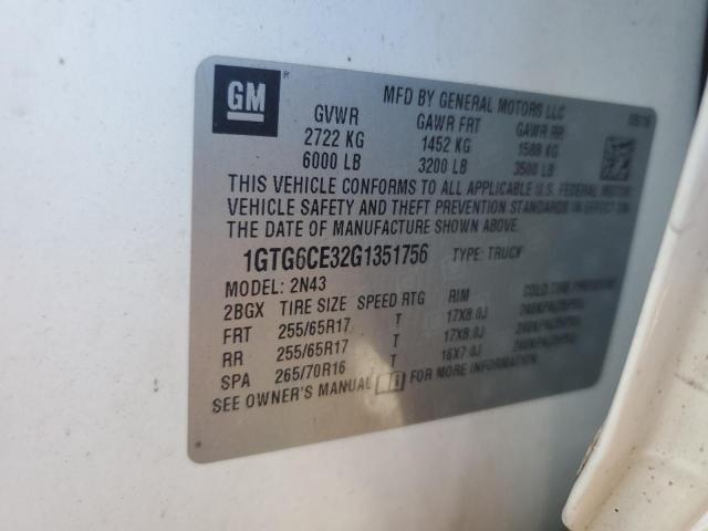 2016 GMC CANYON SLE 1GTG6CE32G1351756