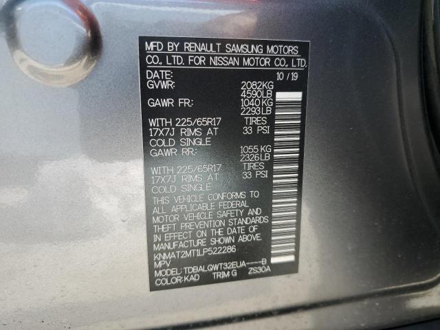 2020 NISSAN ROGUE S KNMAT2MT1LP522286