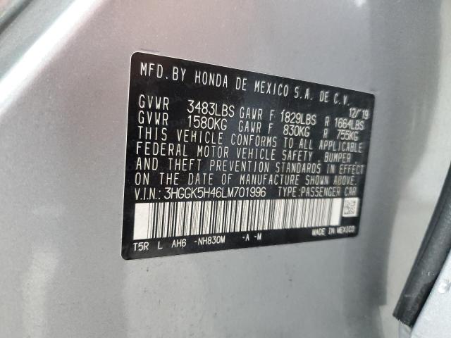 2020 HONDA FIT LX 3HGGK5H46LM701996