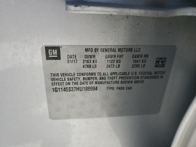 2017 CHEVROLET IMPALA PRE 1G1145S37HU188994