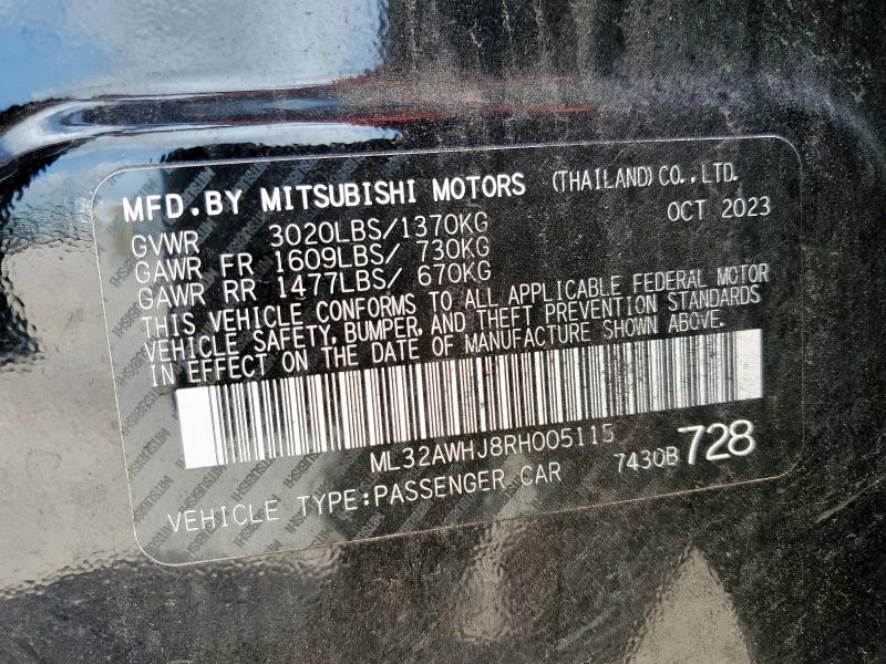 2024 MITSUBISHI MIRAGE SE ML32AWHJ8RH005115
