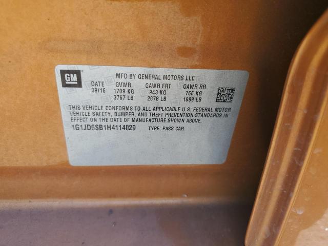 2017 CHEVROLET SONIC LT 1G1JD6SB1H4114029