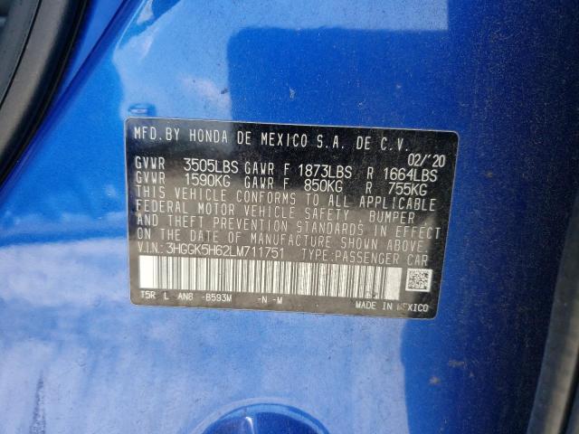 2020 HONDA FIT SPORT 3HGGK5H62LM711751