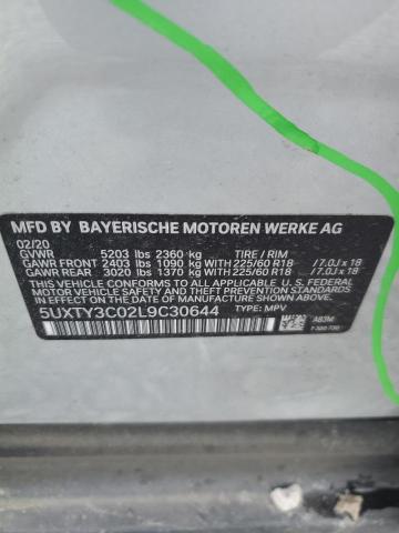2020 BMW X3 SDRIVE3 5UXTY3C02L9C30644